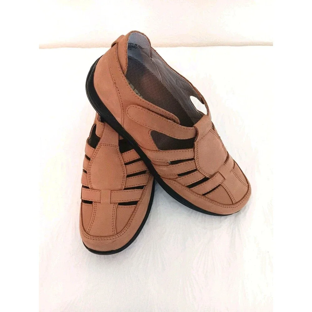 Drew Leather Fisherman Sandals Womens 8.5M Tan Hook Loop Comfort Shoes